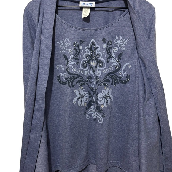 Vintage Blair 2-in-1 Cardigan Top Set Long Sleeve Open Front Pullover Large - Picture 3 of 12